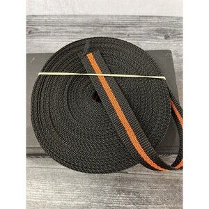 1 inch Webbing Medium Weight 1" Black With orange Stripe 18 Yard Lot